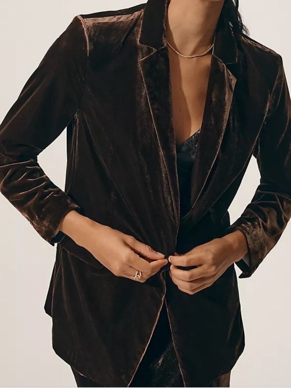 Anthropologie Chocolate Brown Velvet Blazer Jacket